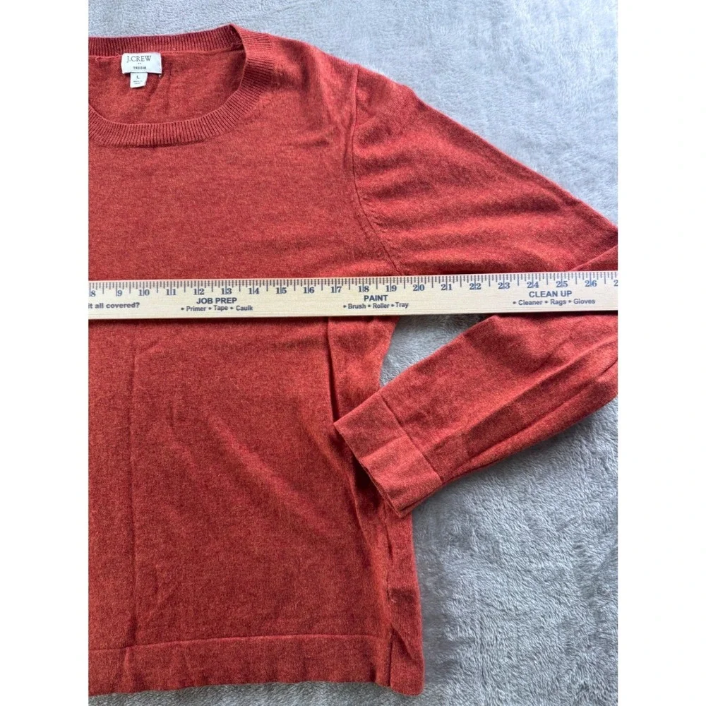 J‎ Crew Teddie Womens Crewneck Sweater Size Large Red Merino Preppy Classic